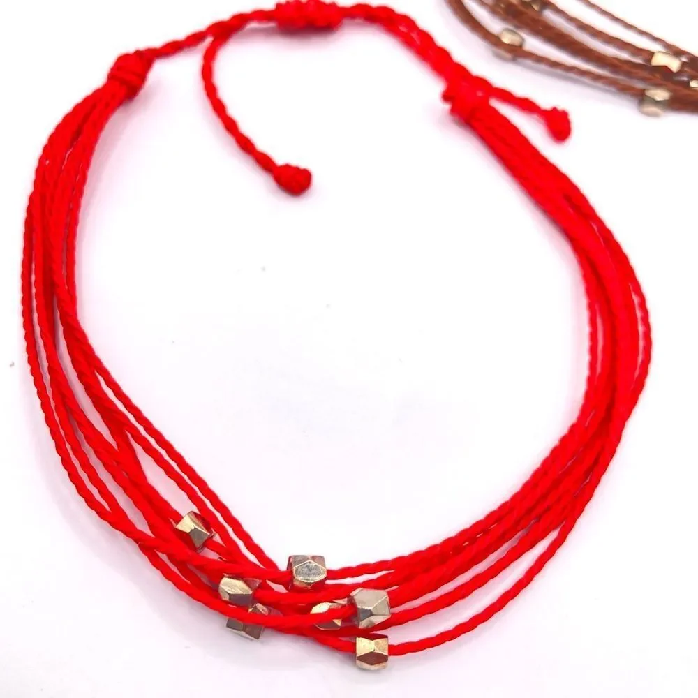 3 piece Stackable wax cord beaded bracelets